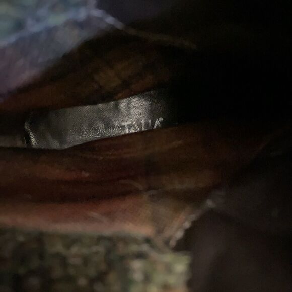 Aquatalia Brown Ankle Boot Wedge Heel Front Zip Suede Knit Cuff Waterpro… - Picture 7 of 8